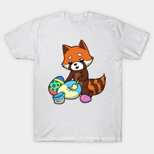 Cute red panda painting easter eggs on easter T-Shirt